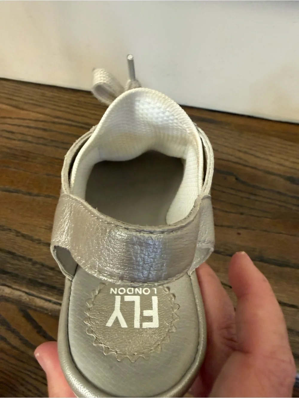 Fly London 38 Yedu Wedge Lace up Sandal  - White & Metallic silver